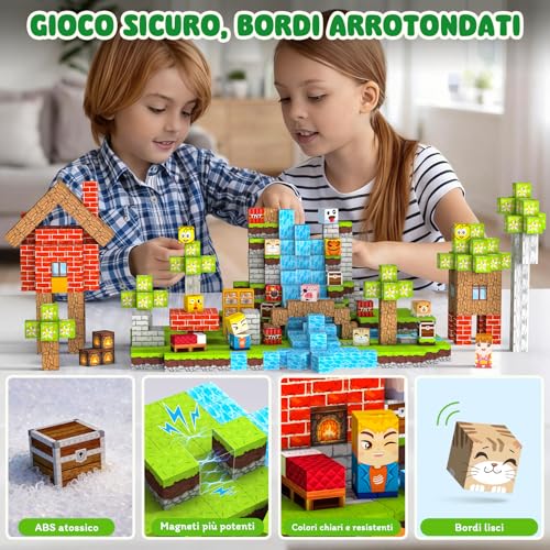 Crifeton Costruzioni Magnetiche per Bambini 100 PCS 2CM 3+ Giochi Cubi Magnetici Blocchi Magnetic Building Blocks Giocattoli Montessori a Partire da 3 4 5 6 7 8 9 10 11 12 Anni Regali di Compleanno