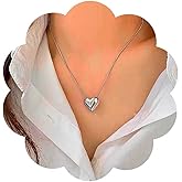 Andelaisi Boho Heart Choker Necklace Vintage Love Heart Necklace Silver Heart Thin Chain Necklace Puffy Heart Pendant Necklace Jewelry for Women
