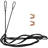 Deerseeker Archery Bow String Set with Slicon Finger Tab and 2 Nock Points Dacron Bowstrings 12, 14, 16 Strands Replacement Accessories for Recurve Bow Traditional Longbow 48-70 inches