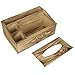 4 Compartment Burnt Wood Organizer Caddy w/Tissue Holder, Remote Control, Tablet & Magazine Storage Box