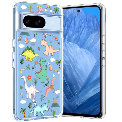 Unov Case for Pixel 8a, Case Clear with Embossed Design, Dinosaur Land at Amazon