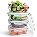 [4-Pack] Glass Meal Prep Containers - Food Prep Containers with Lids Meal Prep - Food Storage Containers Airtight - Lunch Containers Portion Control Containers - BPA Free Container [28 ounce]