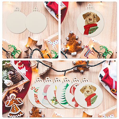 PartyTalk 30pcs Round Wooden Discs with Holes, 3