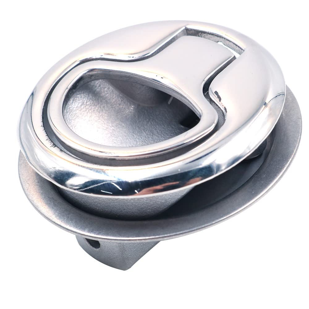 ZONADAH Pull Latch Boat,316 Stainless Steel Round Panel Deck Boat Deck Hatch Latch Flush Pull Latch Lock for Marine Yacht 44mm