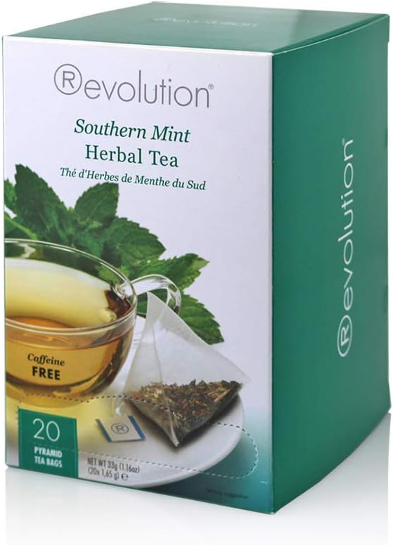 Revolution Tea -Southern Mint Herbal Tea | Premium Full Leaf Infuser Teabags - Headache Soother (20 Bags)