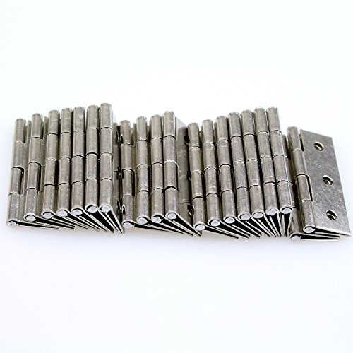 DYWISHKEY 2 inch Folding Butt Hinges Silver Tone Home Furniture Hardware Door Hinge, 20Pcs