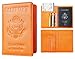 NapaWalli Leather Passport Holder Wallet Cover Case RFID Blocking Travel Wallet (crosshatch orange)