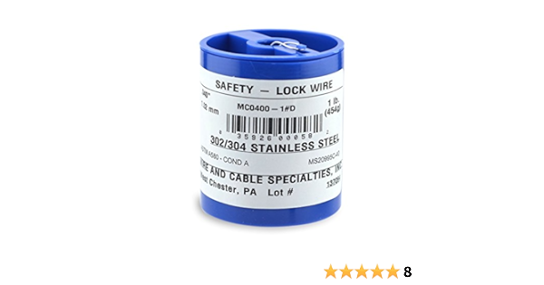 Amazon Com Wire And Cable Specialties Mc0400 1 D 040 Safety Lockwire Ms20995c40 1 01 Mm 1 Lb 0 45 Kg Disp Appx 231 Ft 32 M Industrial Scientific