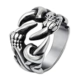 FANSING Jewelry Men's Stainless Steel Punk Dragon Claw Rings