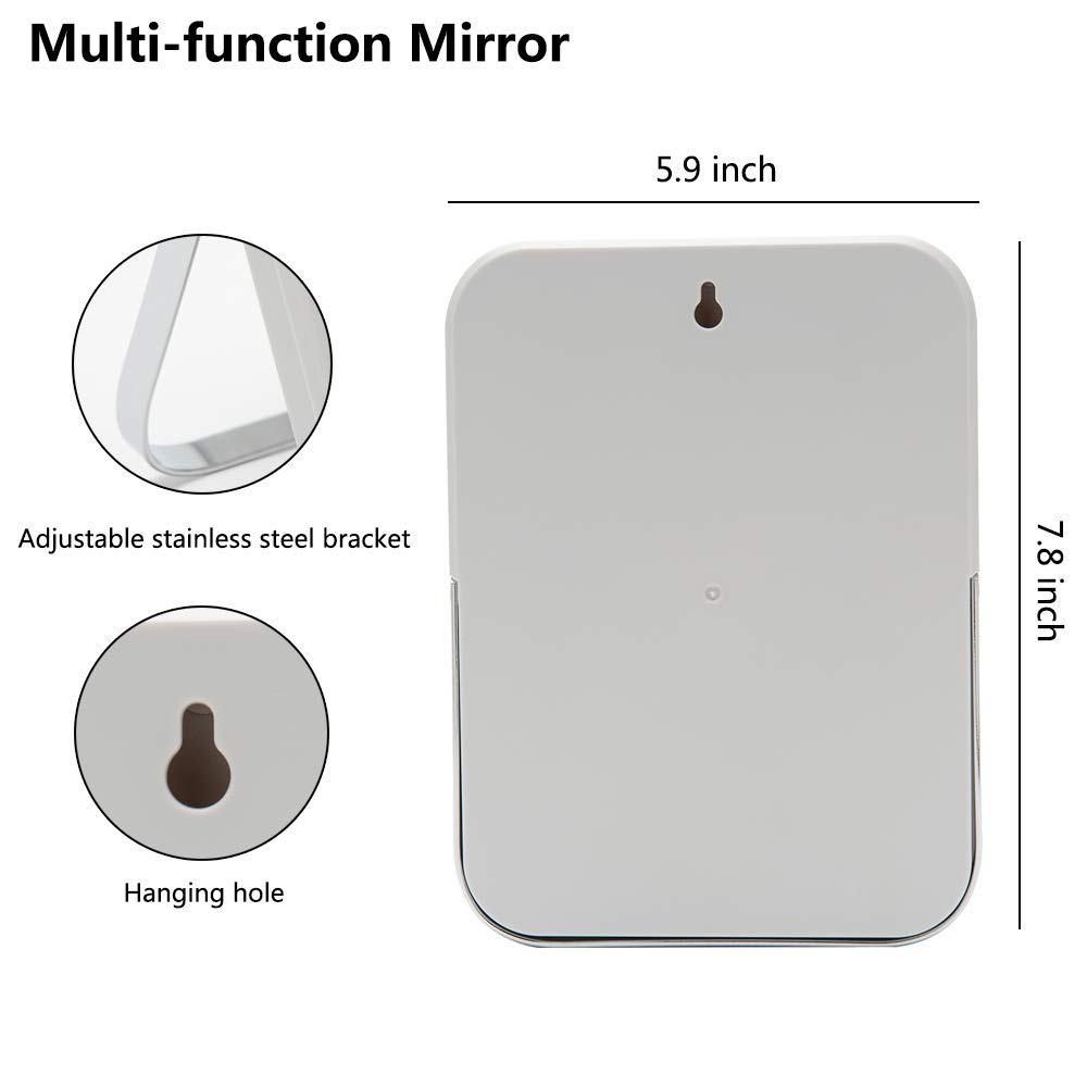 YEAKE Table Desk Vanity Makeup Mirror,8-Inch Portable Folding Mirror with Metal Stand 90°Adjustable Rotation Tavel Make Up Mirror Hanging Bathroom for Shower Shaving(Gray): Beauty