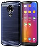 Moto G7 Play Case UCC Frosted Shield Luxury Slim TPU Bumper Cover Carbon Fiber Design and Anti-Scratch and Non-Slip Case Cover for Moto G7 Play (Blue)