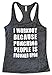 Black Sleeveless Tank Top Funny Gym Shirt Pink Metallic Ink - I Workout Because Punching People is Frowned Upon (Medium, Black Tank/White Ink)