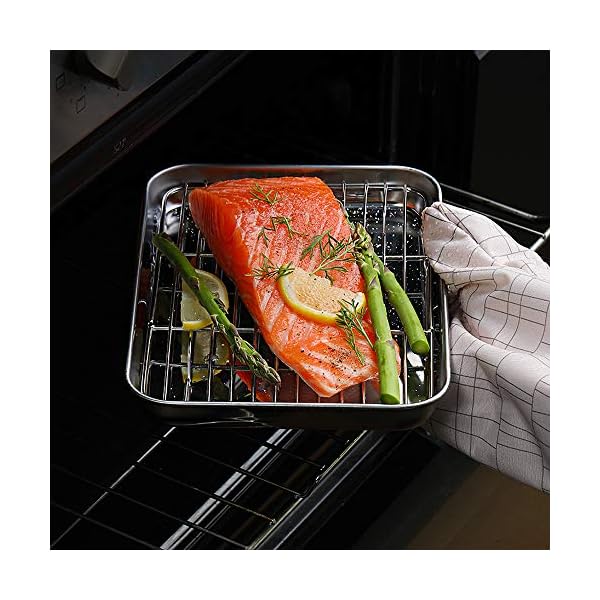 Baking-Tray-with-Rack-Set-4-Sheets-4-Racks-HaWare-100-Stainless-Steel-Rimmed-Cookie-Sheet-PansToaster-Oven-Tray-with-Cooling-Rack-Non-Toxic-Healthy-Rust-Free-Dishwasher-Safe-8-Pieces Baking Tray with Rack Set (4 Sheets + 4 Racks), HaWare 100% Stainless Steel Rimmed Cookie Sheet Pans,Toaster Oven Tray…