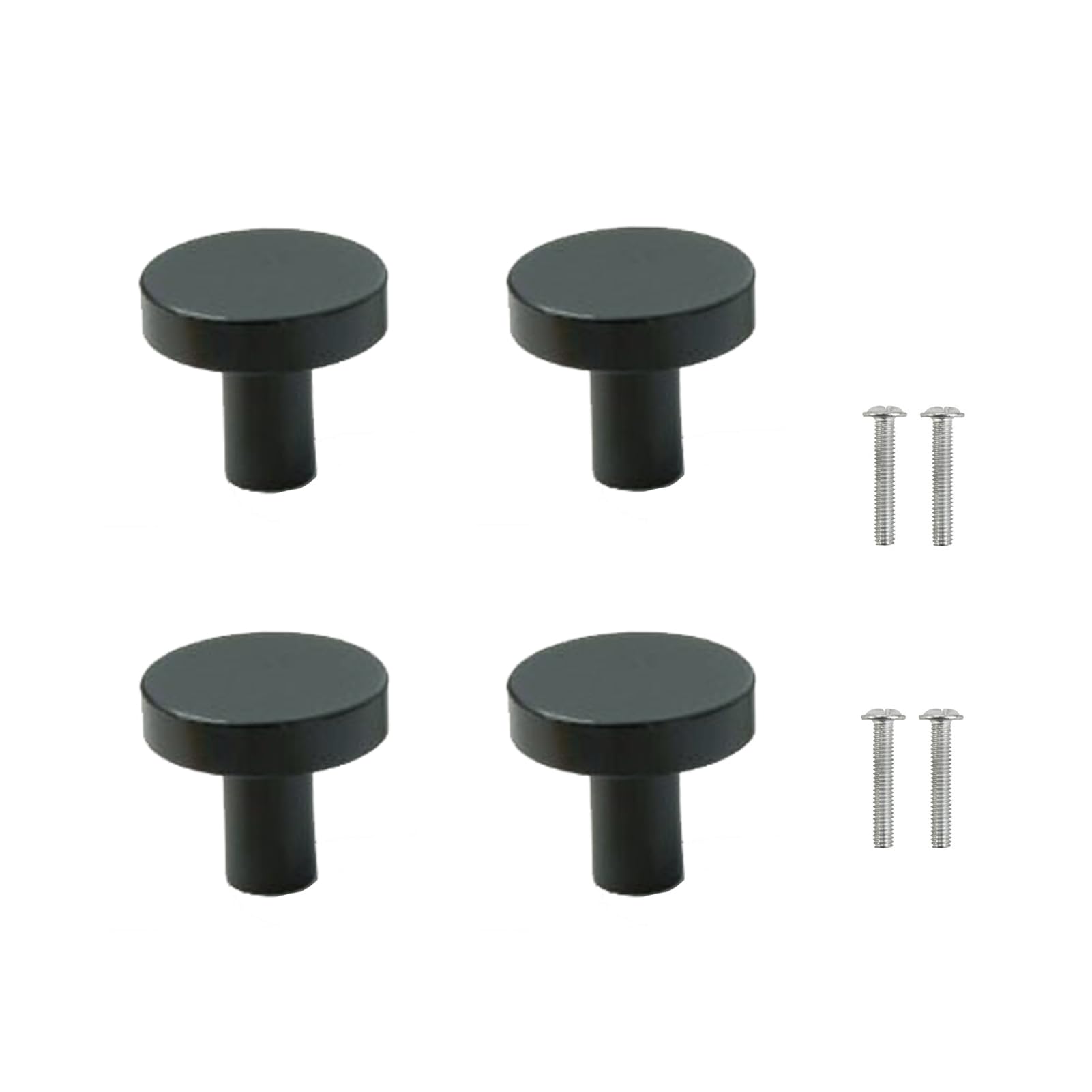 Lansonee 4 Pcs Black Single Hole Handles - Aluminum Alloy Small Drawer Knobs with Screws for DIY Furniture Upgrade, Dresser, Wardrobe