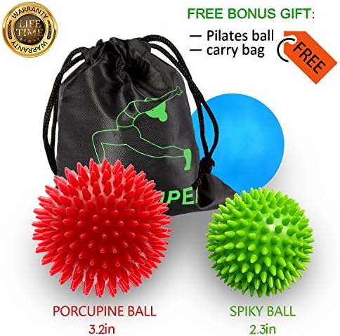 Massage Balls Deep Tissue Spiky Massage Ball For Feet Small Massage Ball For Trigger Point, Plantar Fasciitis, Myofascial Release And Back, Come With Free Carry Bag And 8" Pilates Ball