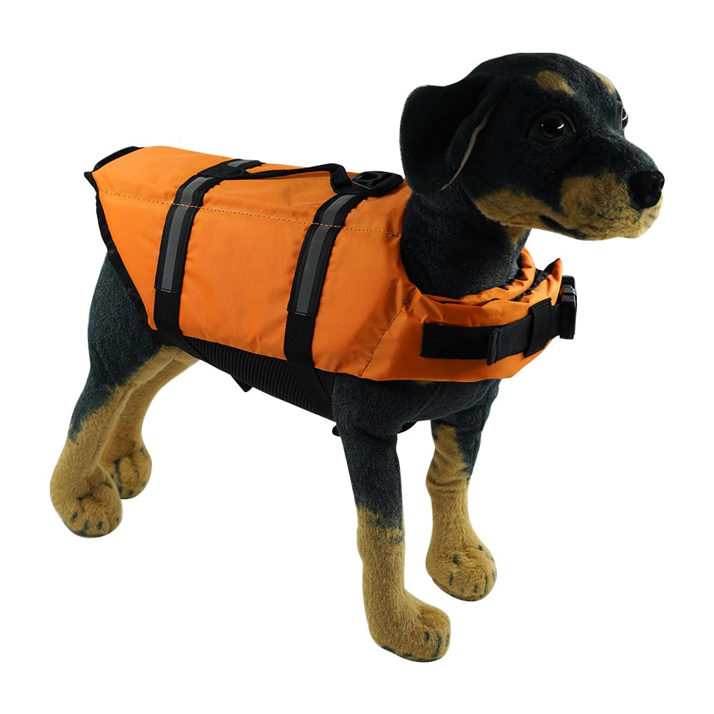 Pet Dog Life Vest Ideal for Swimming and Keep Your Puppy Safe in the Water Medium and Large (Orange, M)