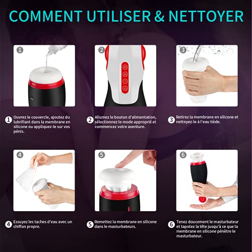 Masturbâteur Homme Succion Électrique, Seekiblizz Appareils Masturbateurs Cup avec 3 Succion 3 Compression 10 Vibration Mode et Audio Heating Fonction USB Chargement Sextoy Pour Homme Adulte Couple