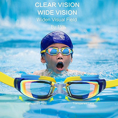 Kids Swim Goggles, Hurdilen Swim Goggles for kids Swimming Goggles with Anti-Fog UV Protection No Leaking Coated Lens with Case,Nose Clip,Earplugs for Boys Girls Youth Kids (Orange) - Thumbnail 4