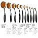 Beauty Kate Oval Makeup Brush Professional Set of 10pcs Make up Toothbrush Foundation Powder Blush Facial Blending Brushes (Black)