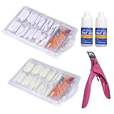 Newkelly 100 Pcs Natural False French Tips and Glue Cutter Tool Set