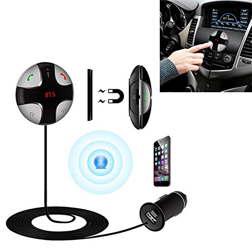 Click Here to See More Images RCLITE Bluetooth FM Transmitter Adapter with USB Charger LED Display MP3 Player TF card slot Car Kit Hands- Free Calling Magnetic Mount Music Adapter Receiver