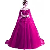 LEJY Women's Off The Shoulder Dress Masquerade Ball Gowns Prom Dress 2019