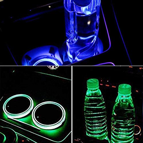 Lipctine Upgrade Version Universal LED Car Cup Holder Lights Mat Pad Colorful RGB Drink Coaster Accessories Interior Decoration Atmosphere Compatible for Car Truck SUV