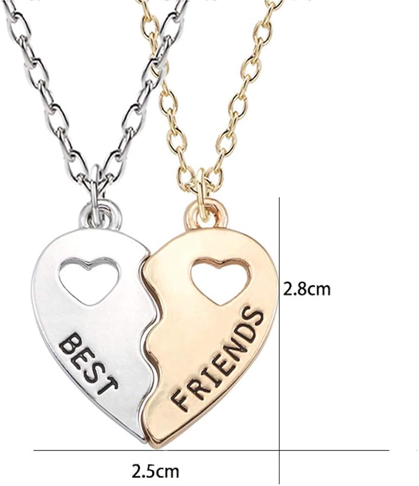 Amazon Mjartoria ベストフレンド ハーフハートネックレス レディース ガールズ Bff ネックレス 友情ギフト ジュエリー 2ペア ネックレス 通販
