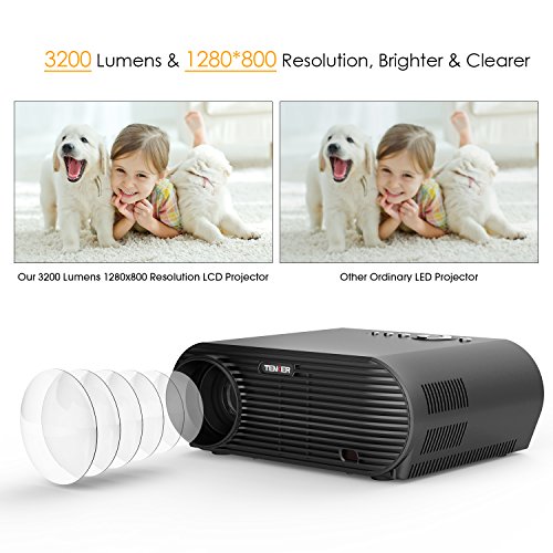 TENKER-Projector-3200-Lumens-1280x800-Resolution-LCD-Video-Projector-with-HDMI-Cable-Multimedia-Portable-Home-Theater-Projector-Support-1080P-HDMI-USB-VGA-AV-TV-Laptop-Game-iPhone-Android