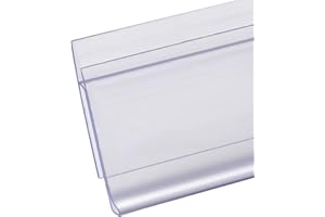 Pro Painter Label Strips, 50 Pack Snap-in 1.25"H Angled Strip Price Tag Holder Fits Standard Gondola Channel, Clear Plastic Front/Back Sign Holder for 48" Long Shelf