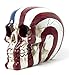 Bellaa 26942 American Flag Skull Statue Patriot USA Stars Stripes Tattoo Figurine 5 inch