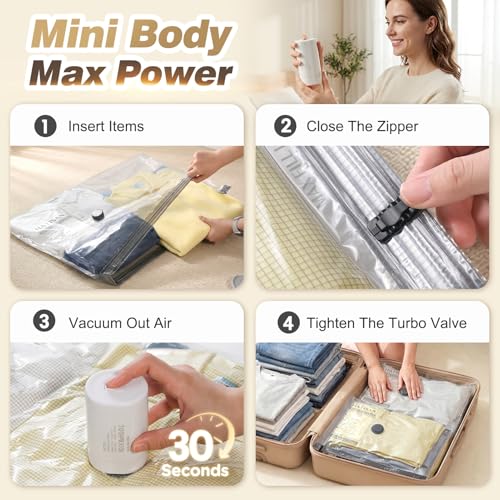 Vacuum Bags for Clothes, Vacuum Bags for Food, Clothes Vacuum Pouch with Pump, Space Saving 14 Pieces Set - Ideal for Travel