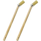 KPFILEH 2PCS Car Curved Tire Mounting Paste Lube Brush, 45 Degree Angle Head Auto Wheel Applicator Brush with 11.8" Wooden Handle, Rim Deep Cleaning Tool for Easy Lubricant Application(Wood)