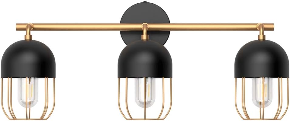 Ralbay Bathroom Vanity Light 3-Light Industrial Metal Wire Cage Wall Light Edison Vintage Wall Light Fixture for Bathroom (Exclude Bulb) - - 