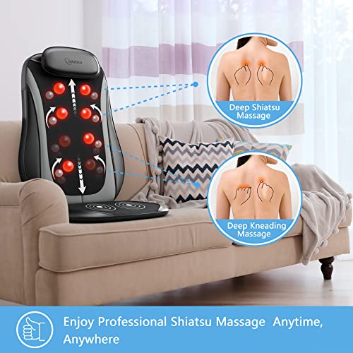 cotsoco Shiatsu Massage Cushion with Heat, Full Back Massager with  Vibration,Deep Kneading Rolling Massage Cha