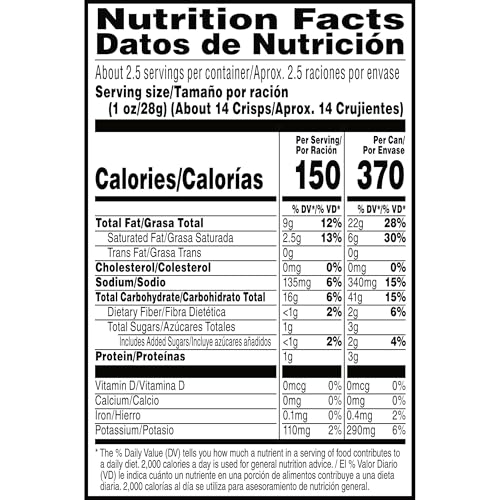 PRINGLES POTATO CRISPS CHIPS, LUNCH SNACKS, OFFICE AND KIDS SNACKS, GRAB N’ GO SNACK PACK, BBQ, 2.5OZ CAN (1 CAN)