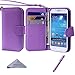 S4 Mini Case, Wisdompro Premium PU Leather 2-in-1 Protective Folio Flip Wallet Case with Credit Card Holder Slots and Wrist Lanyard for Samsung Galaxy S4 Mini (NOT S4 FIT) - Purple
