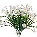DearHouse 7 Stems Artificial Full Blooming Daisy Flowers 4pcs Fake Diasy Flowers,Flower Buds and Artificial Greenery Flower Arrangement for Home Garde (White)