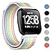 CAVN Nylon Bands Compatible with Fitbit Versa/Versa Lite Bands for Women Men, Breathable Watch Strap Adjustable Closure Replacement Wristband Accessories (Rainbow)