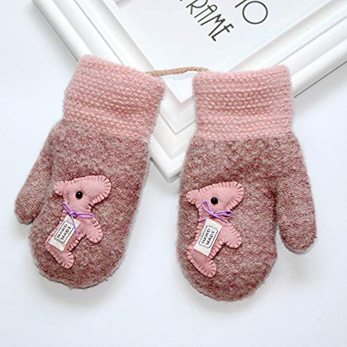 Pausseo Kids Children Girls Boys Winter Cartoon Animal Five Fingers Patchwork Keep Warm Knitted Mittens Gloves Toddler Primary School Students Half Flip Autumn Winter Faux Suede Baby Mitts