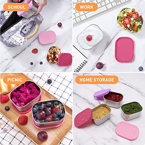 Tanjiae Stainless Steel Snack Containers for Kids Easy Open Leak Proof Small Food Containers