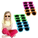 Assorted Neon Colored Party Sunglasses - Superb Pack of 12 - Fun Gift, Party Favors, Kids Toys, Goody Bag Accessories - Summer Fun!