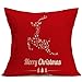 Gotd Merry Christmas Pillow Case Xmas 18 x 18 Cushion Cover Merry Chritmas Home Decor Design Throw Pillow Cover Pillow Case 18 x 18 Inch Cotton Linen for Sofa (Gift Q)