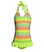 Girls One Piece Swimsuits, Girls' Halter Rainbow Crochet Ruffle Bathing Suits Swimwear XL