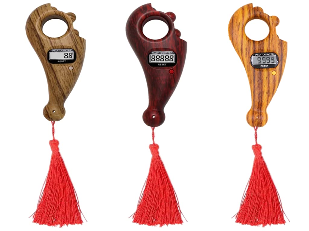 Kellegour 3pcs Digital Counter Buddha Beads Counter,Finger Tally Counter,Hand Tally Counter with LCD Digital Display,Rotating Digital Counter,for Buddhist Meditation,Relaxation,Islamic Muslim Ramadan