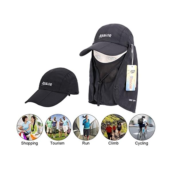 ICOLOR-Sun-Caps-Flap-Hats-360-Solar-Protection-UPF-50-Sun-Cap-Removable-NeckFace-Flap-Cover-Caps-for-Man-Women-BaseballBackpackingCyclingHikingFishingGardenHunting-Outdoor-Camping