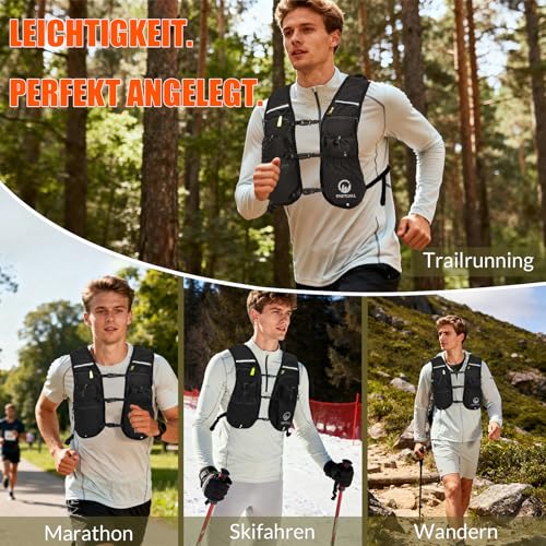 ONETOALL Women's Running Vest with 2L TPU Hydration Bladder/500 ml Water Bottle, Lightweight Hydration Backpack Running Men's 6L, Running Vest Reflective for Jogging, Trail Running, Bicycle, Marathon