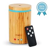 Essential Oil Diffuser, MOSPRO Real Bamboo Ultrasonic Diffuser with Wood Grain, Remote Control