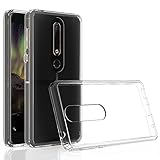 Yiakeng Nokia 6.1 Case,Nokia 6 2018 Case, Waterproof Wallet Slim Soft Glitter Silicone Crystal TPU Phone Cases Full Cover for Nokia 6.1 Case (Clear)
