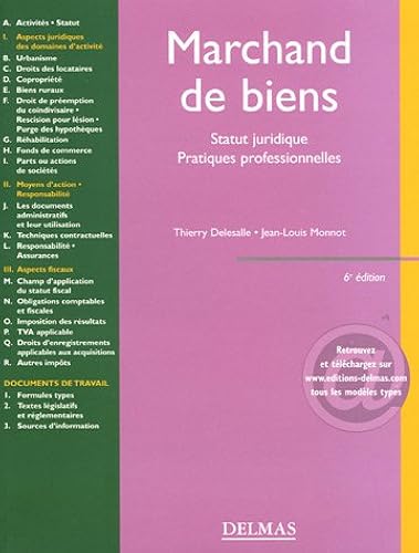 Download Marchand de biens : Statut juridique Pratiques professionnelles PDF